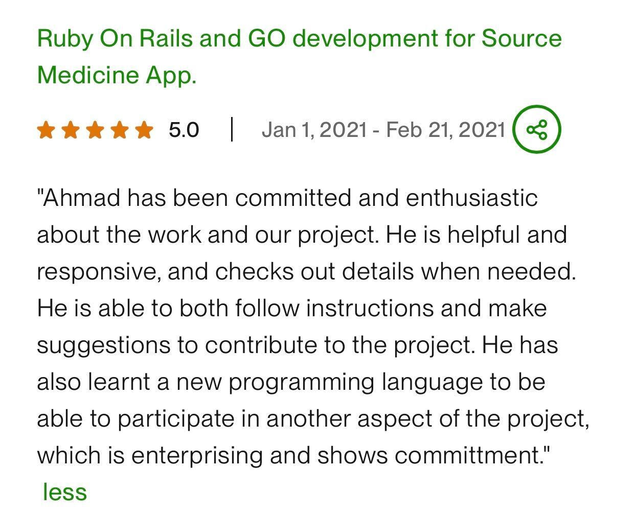 Upwork Client 2 message